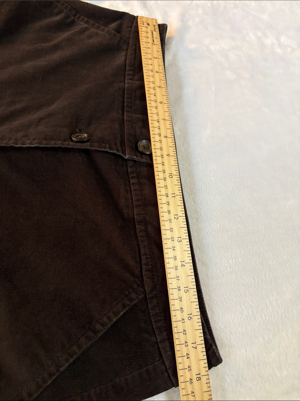 Lands' End Dark Brown Button-Front A-Line Corduroy Skirt Pockets Size 12 - Picture 8 of 9